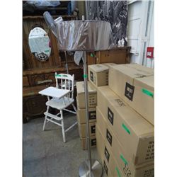 Brushed metal floor lamp, with shade