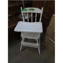 Old fashioned child's wooden high chair