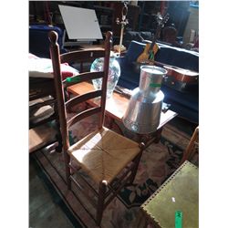 Wood chair with rattan wrapped seat