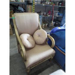 Oversized satin upholstered chair