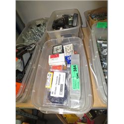 Four trays of switch boxes, screws, etc