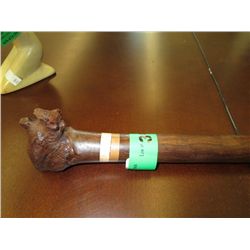 Rhino headed carved walking stick