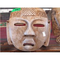 Carved stone decorative mask 9" wide 10" tall