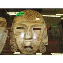 Carved stone decorative mask 9" wide 10" tall