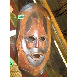 Carved wooden wall mask 18" x 10"