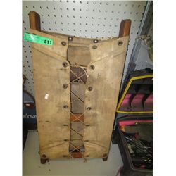 Vintage wood and canvas backpack