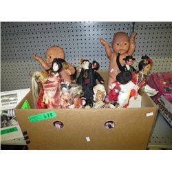 Box of souvenire and collector dolls