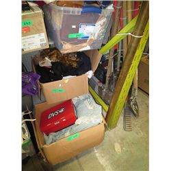 Three boxes of costume pieces