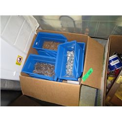 Box of fasteners, nails, etc