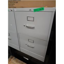 Grey two drawer filing cabinet