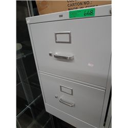 Grey two drawer filing cabinet