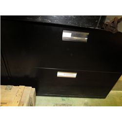 Black two drawer lateral filing cabinet