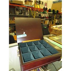 Wooden velvet lined box, segmented (Bombay Co)