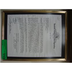 Framed Copy of Marilyn Monroe Contract