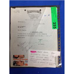 1967 Warner Bros letter