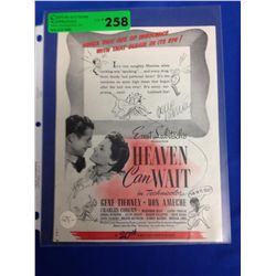 Gene Tierney Autograph