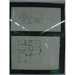 Framed Blueprint Cottage for Rudolph Valentino