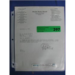Ernest Hollings Signed Letter