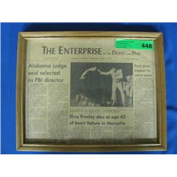 Framed News Clipping "Elvis Dies at age 42"