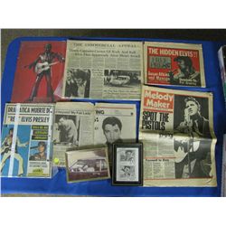 Two Elvis Pictures & Newspapers