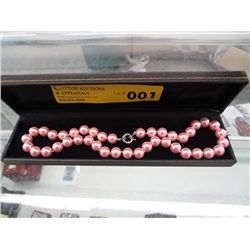 Hand tied pink South Sea shell pearl necklace