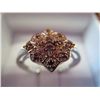 Image 2 : Sterling silver cluster ring with 12 rare red diamonds