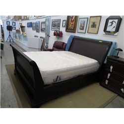 Queen size sleigh bed, with drawers in the base