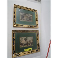A pair of vintage prints -matted and framed