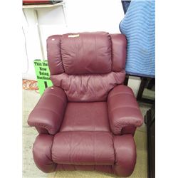 Burgundy leather swivel reclining rocker