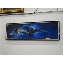 Framed 1980's acrylic 57" x 18"
