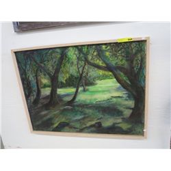 Painting on canvas of a forest