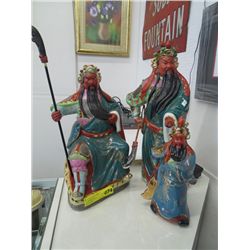 Three porcelain Oriental warrior figurines
