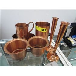 Eight pieces of copper ware