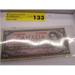 Old Canadian ten dollar bill