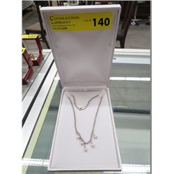 Sterling silver pearl  & crystal necklace
