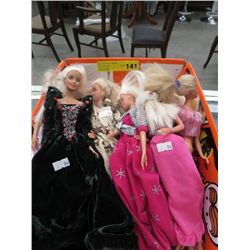 Box of collector Barbie dolls