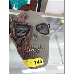 Military style shooter's mask, steel mesh eyes.