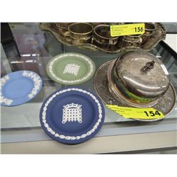 Five pieces Wedgewood and silver plate