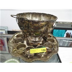 Silver plated vintage punch bowl set