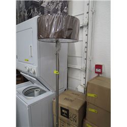Brushed aluminum floor lamp with shade