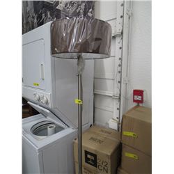 Brushed aluminum floor lamp with shade