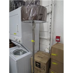Brushed aluminum floor lamp with shade