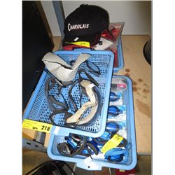 Three trays of swim goggles, safety goggles etc.