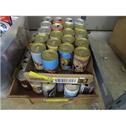Two flats of beer cans, various brands