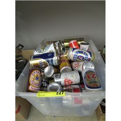 Clear tote beer cans, various brands