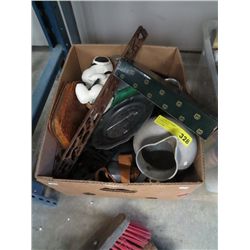 Box of assorted vintage and household goods
