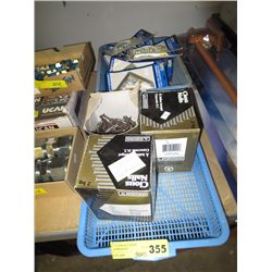3 trays of nails and hardware