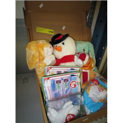 Box of stuffed animals