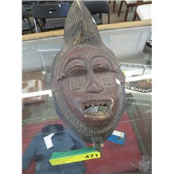 Carved wood wall mask