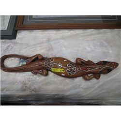 Wood Gecko inlaid with mother of pearl - 38" long